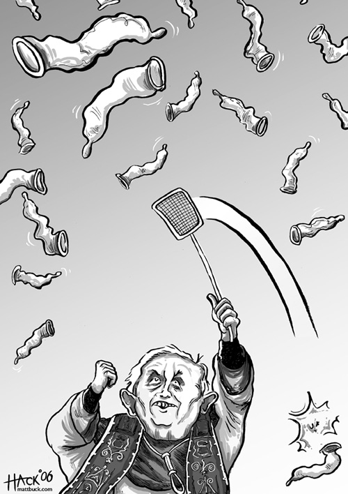 Pope Benedict and the condoms cartoon caricature © Matt Buck Hack cartoons