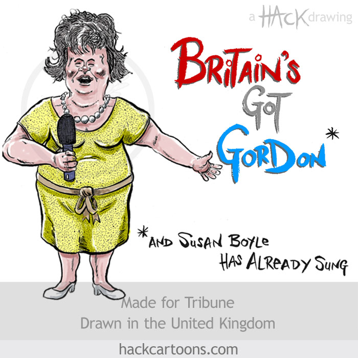 Susan Boyle sings the Gordon Brown budget blues - cartoon © Matt Buck Hack Cartoons