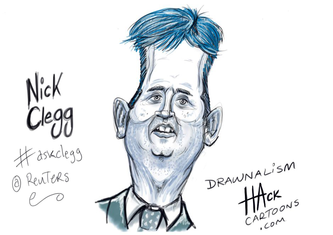 Nick Clegg MP. Live drawn at Thomson Reuters 13th July 2009 © Matt Buck Hack Cartoons