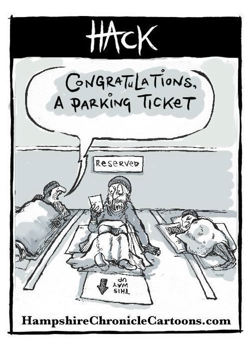 Cartoon_The_Homeless_In_the_Car_Park_©_matthew Buck_Hack Cartoons for Hampshire Chronicle