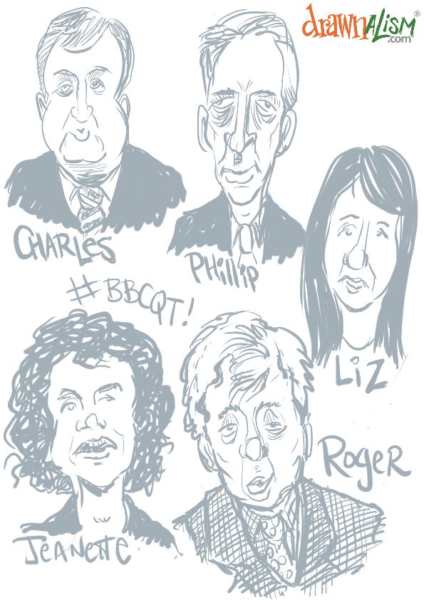 #BBCQT caricatures 20-02-14 G Matthew Buck for Drawnalism.com
