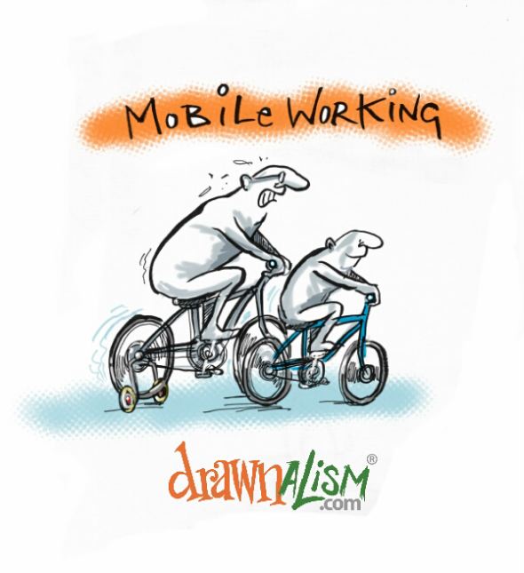 Cartoon_Learning_Mobile_working_250414_©_Matthew_Buck_for_Drawnalism_Ltd