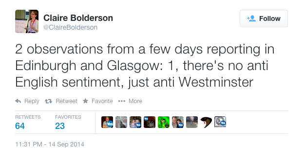 Claire Bolderson reporting from #indyref