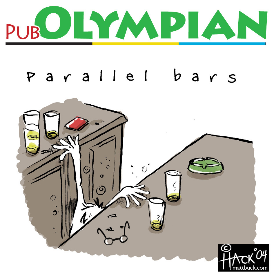 PUB OLYMPIAN bars - © Matthew Buck at HACK Cartoons