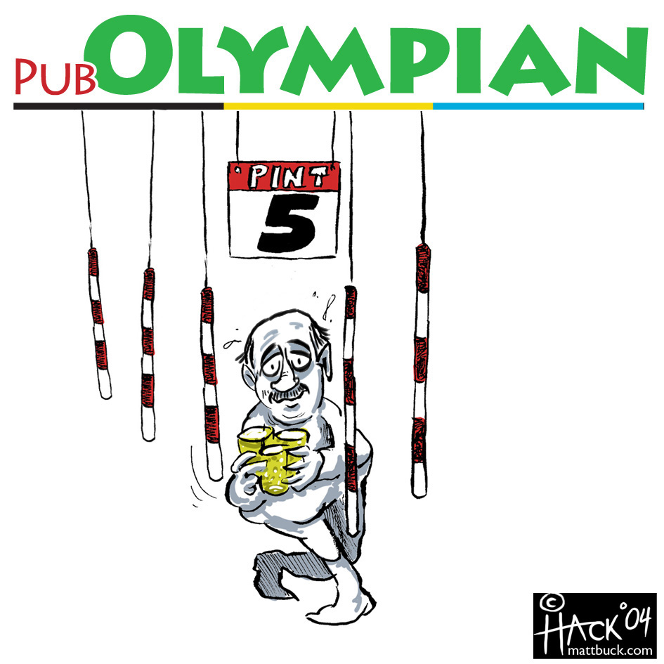 PUB OLYMPIAN slalom - ©Matthew Buck at HACK Cartoons