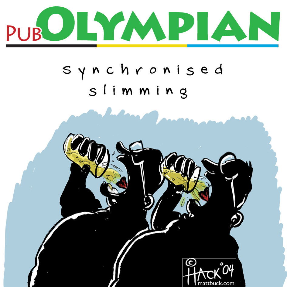 PUB OLYMPIAN syncronised slimming - © Matthew Buck at HACK Cartoons