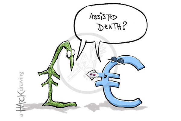 Cartoon: Money - Pound sterling and Euro © Matthew Buck hack Cartoons