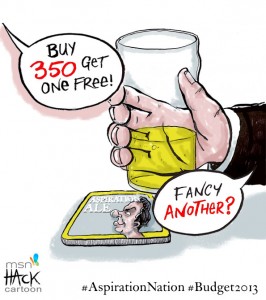 Cartoon: One penny off Beer at the 2013 budget © Matthew Buck hack Cartoons for MSN News UK